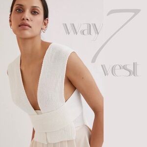 Anthropologie White Knit Vest Top